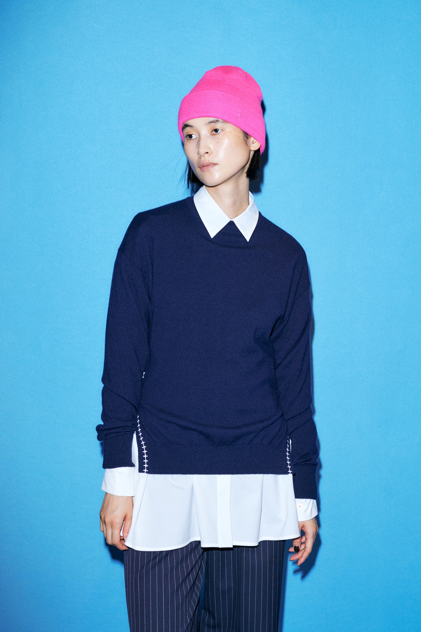 stand-collar pullover｜M｜D/NVY｜knit wear｜någonstans official