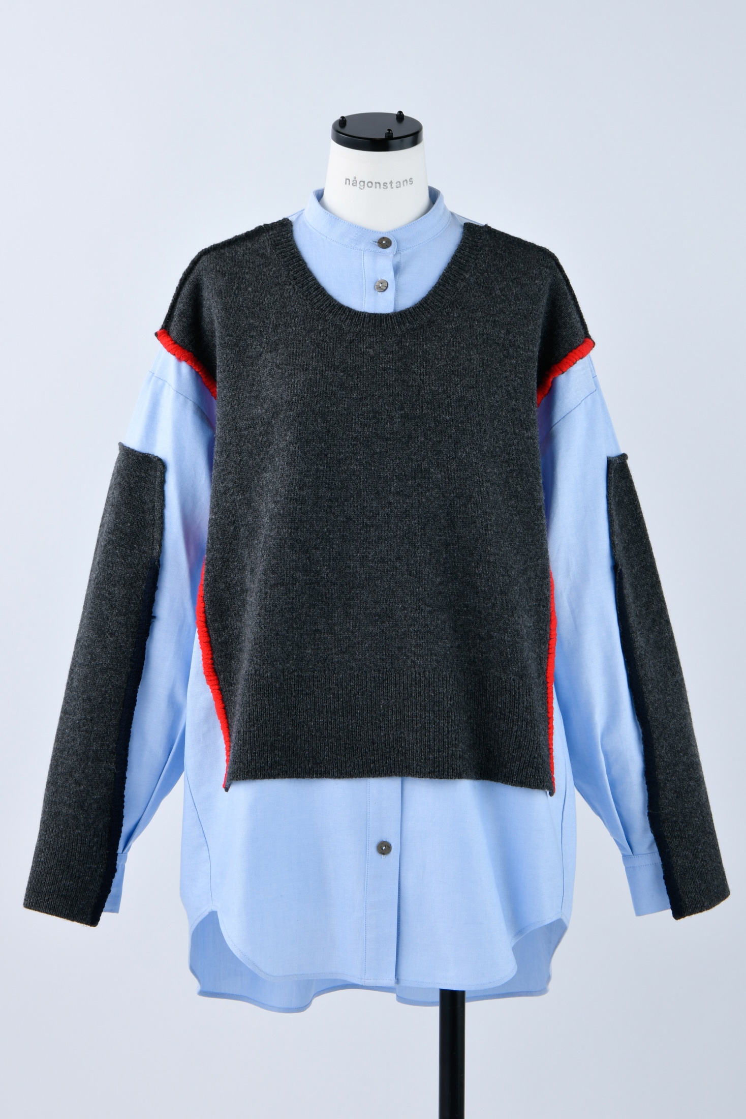 STUDIOS定価41000円Oversized knit combination shirt