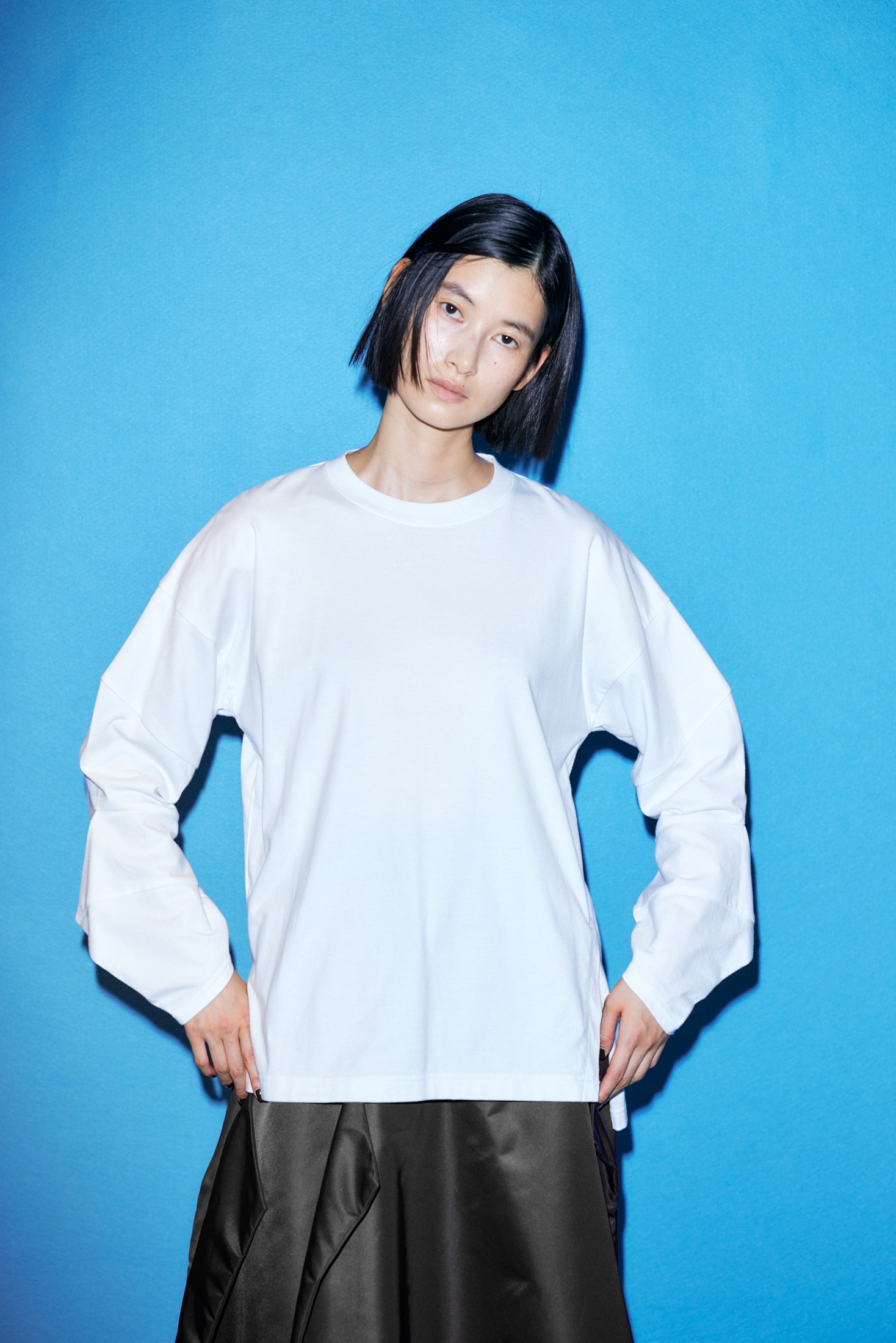 panel long-sleeves｜M｜WHT｜cut and sewn｜någonstans official 