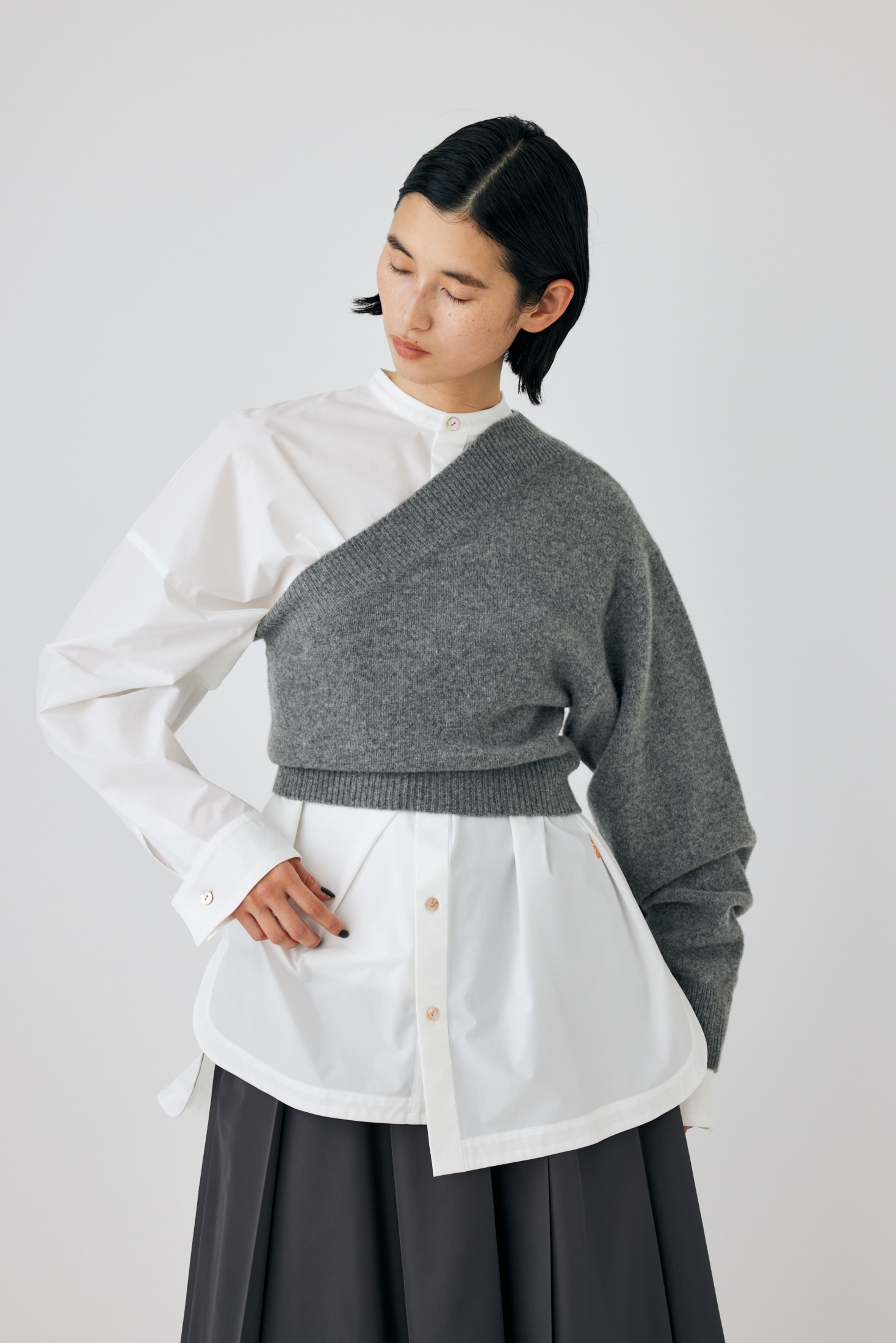 one-shoulder knit parts｜M｜M/YEL｜knit wear｜någonstans official