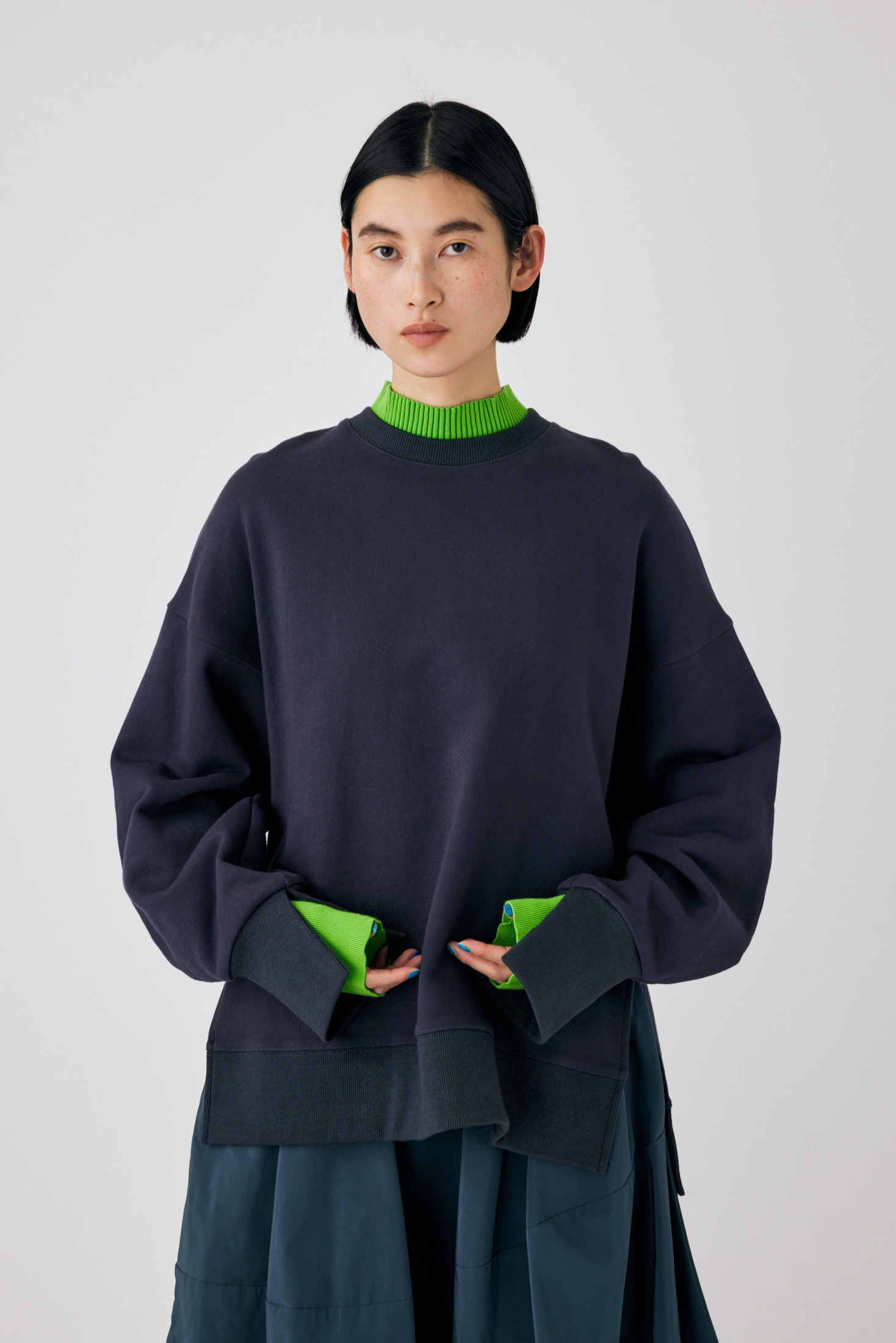 layered-neck pullover