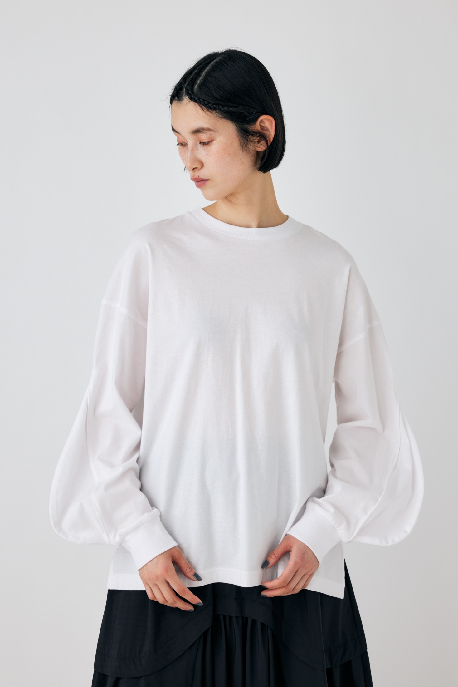 drop long-sleeves｜M｜WHT｜cut and sewn｜någonstans official