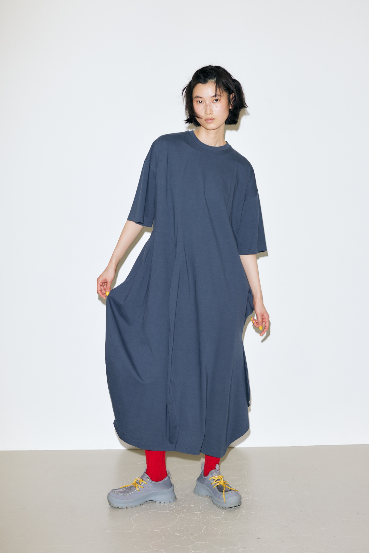 国産】 nagonstans unevenness asymmetry dress 新品 ロングワンピース