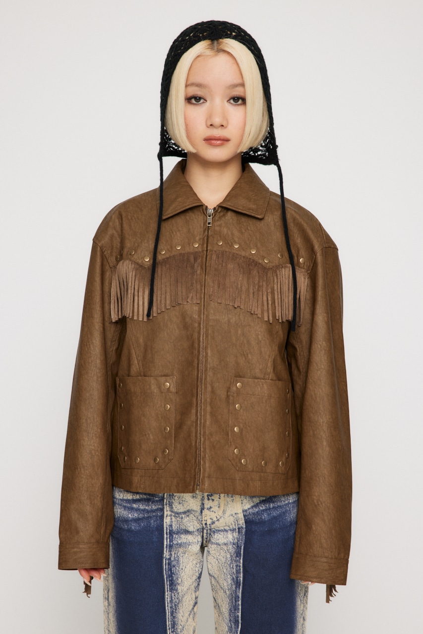 riendaのFRINGE FAUX LEATHER ジャケット