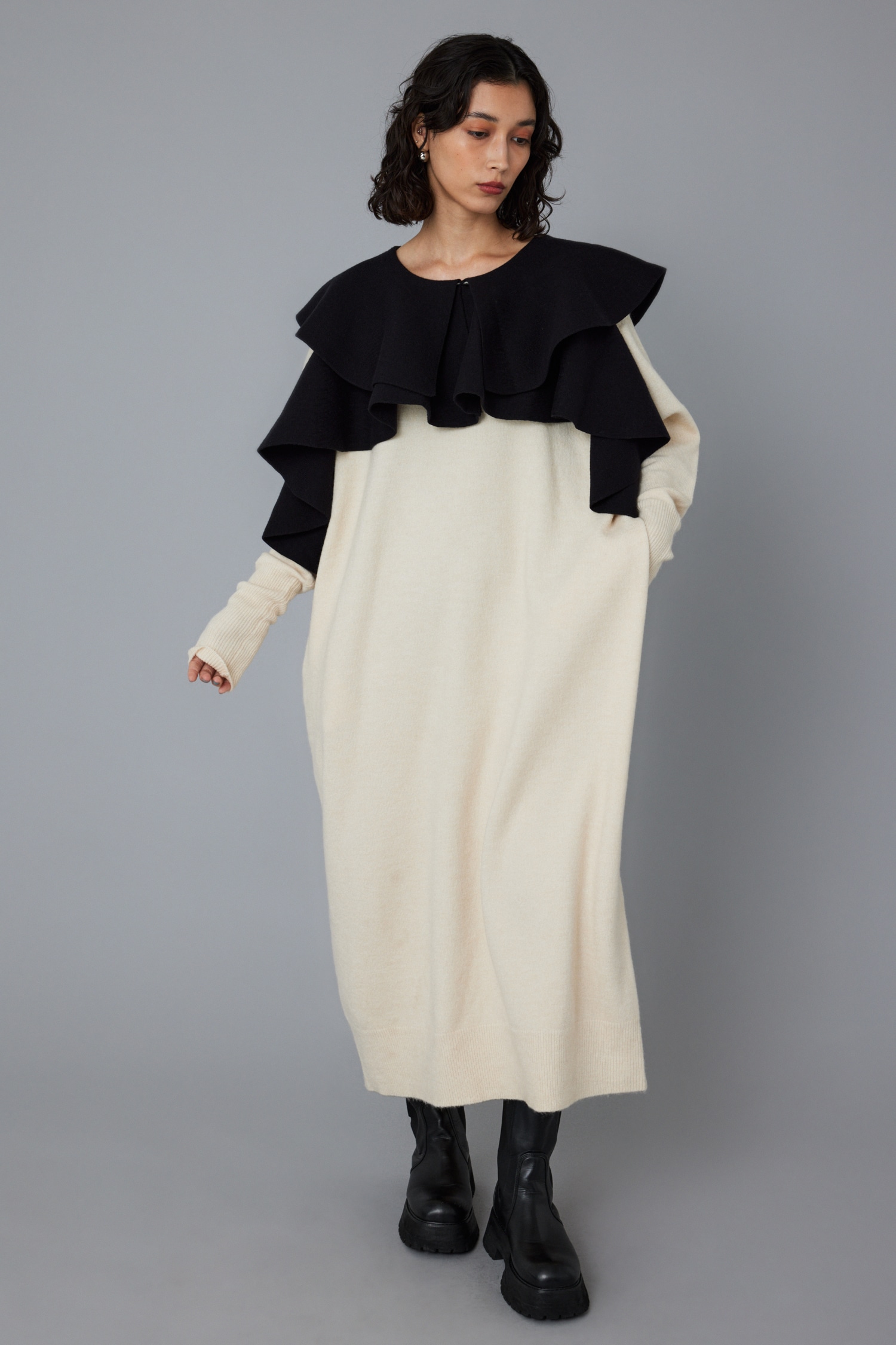 HeRIN.CYE | Ruffle knit dress (ワンピース(ロング） ) |SHEL'TTER
