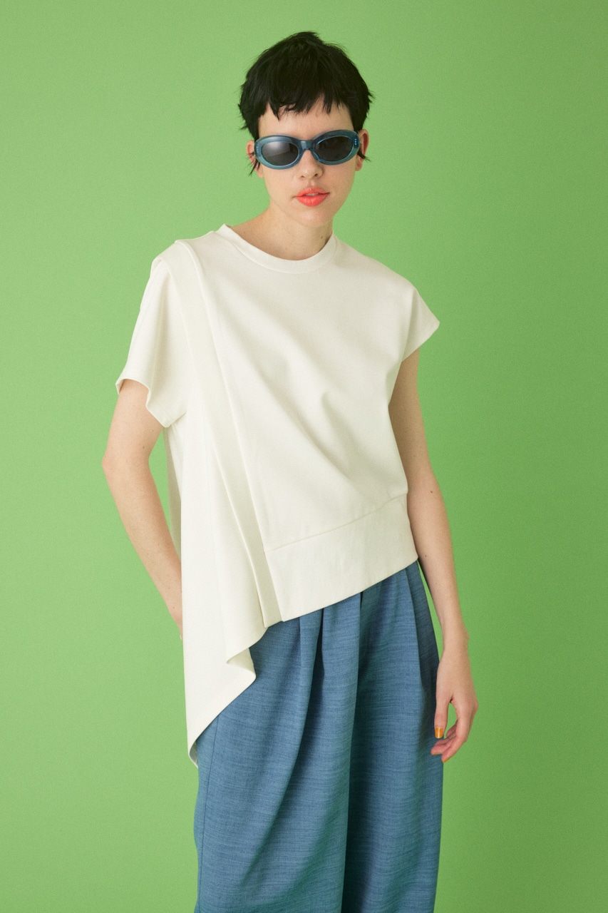 HeRIN.CYE | Asymmetry Ponte tops (Tシャツ・カットソー(半袖 