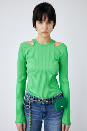 MOUSSY | CUT OUT RIB トップス (Tシャツ・カットソー(長袖) ) |SHEL 