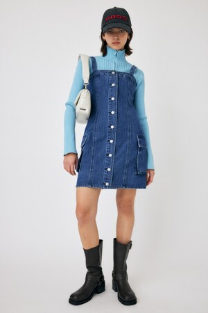 ポケットがポイントmoussy DENIM CARGO MINI ドレス デニムワンピース パンツ