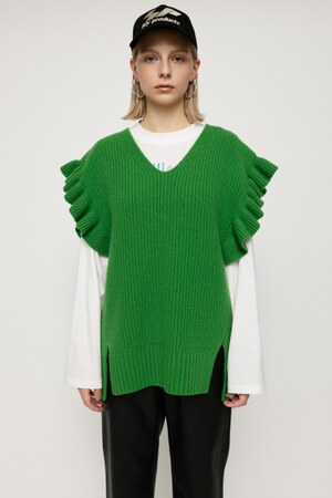 SLY | WOOL ARM FRILL V／N RIB ベスト (ニット ) |SHEL'TTER WEBSTORE