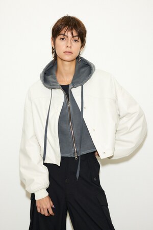 SLY | 【THROW】F／LEATHER SEAM DESIGN CROP ブルゾン