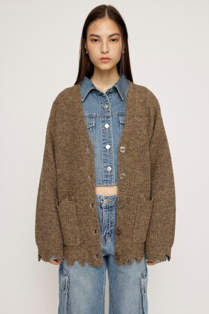 SLY | WOOL MIX DAMAGED LOOSE カーディガン (カーディガン ) |SHEL