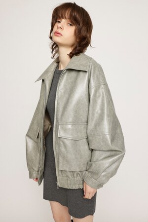 FAUX LEATHER ZIP UP ブルゾン