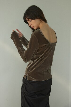 BLACK BY MOUSSY | velour shirring tops (Tシャツ・カットソー(長袖