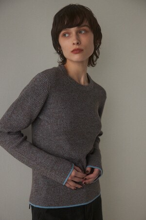 BLACK BY MOUSSY | melange square neck knit tops (ニット ) |SHEL