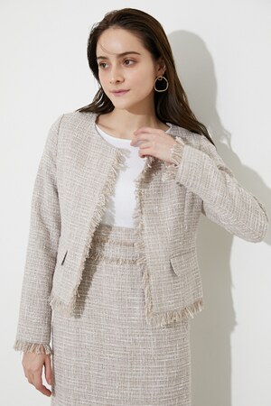 Estella.K Olivia Tweed JacketノーカラーツイードJK-