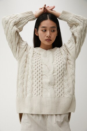 AZUL BY MOUSSY | CHENILLE CABLE V/N KNIT TOPS (ニット ) |SHEL'TTER