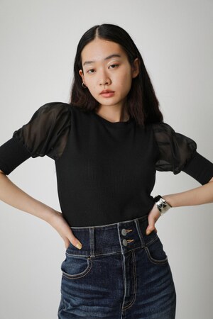 AZUL BY MOUSSY | SHEER SLEEVE PUFF TOPS (Tシャツ・カットソー(半袖