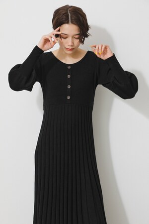 AZUL BY MOUSSY | PLEATS KNIT ONEPIECE (ワンピース(ミニ・ミディアム