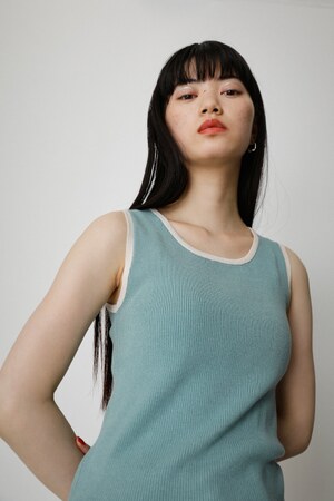 AZUL BY MOUSSY | BICOLOR PIPING KNIT TANK TOP (タンクトップ 
