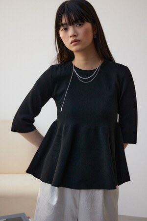 AZUL BY MOUSSY | ペプラム5分袖ニットトップス (ニット ) |SHEL'TTER