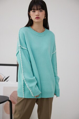 AZUL BY MOUSSY | ブランケットステッチニットプルオーバー (ニット