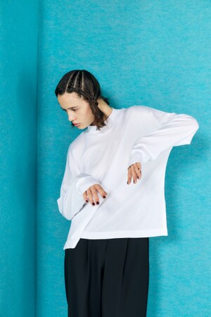 HIGH-NECK LONG-SLEEVES T-SHIRT｜38｜WHT｜CUT AND SEWN｜|ENFÖLD