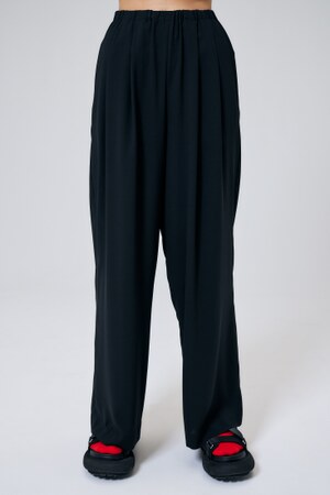 RELAX ELASTIC WIDE-TROUSERS｜34｜BLK｜TROUSERS