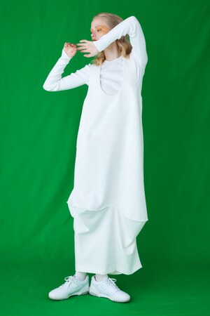 CURVE-DRAPE DRESS｜36｜WHT｜DRESS｜|ENFÖLD 