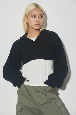 LAGUA GEM | SHORT HOODIE KNIT (スウェット・パーカー ) |SHEL'TTER