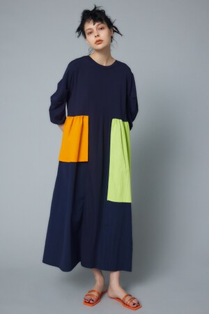 HeRIN.CYE | Tuck sleeve docking dress (ワンピース(ミニ・ミディアム 